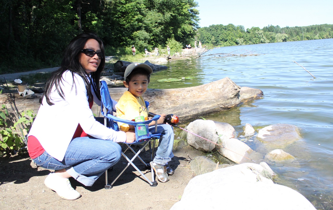 Family fishing day at Heart Lake Conservation Area