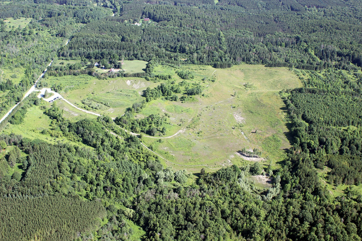 Aerial view of the East Duffins Headwater area in 2012, after restoration work
