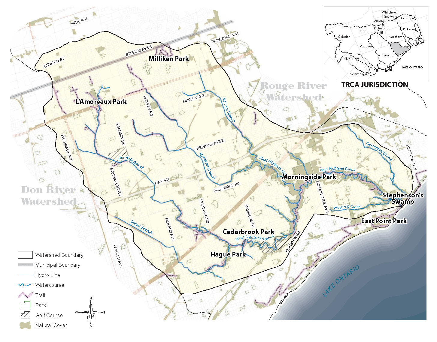 Places of interest within the Highland Creek Watershed