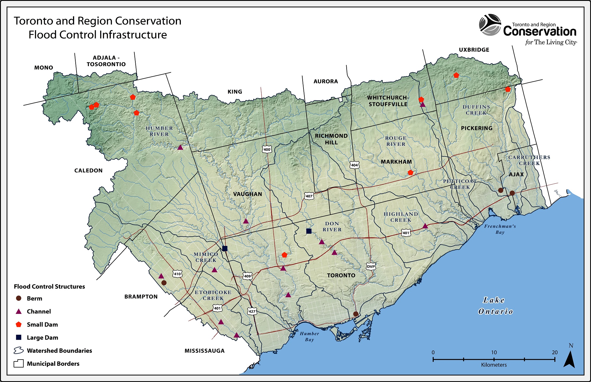 TRCA Flood Control structures map