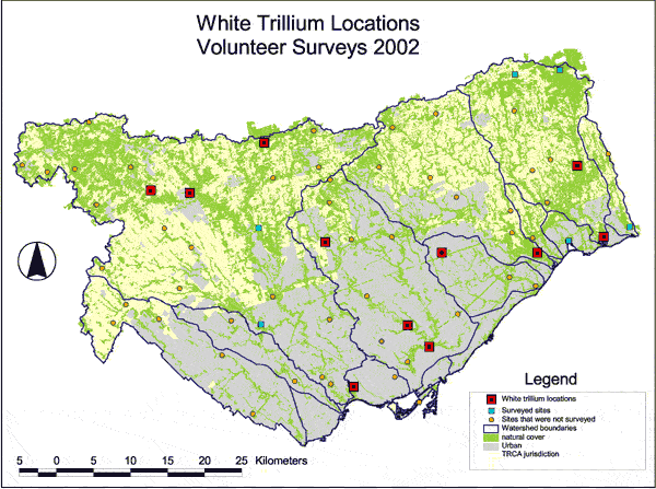 Map, White Trillium Locations