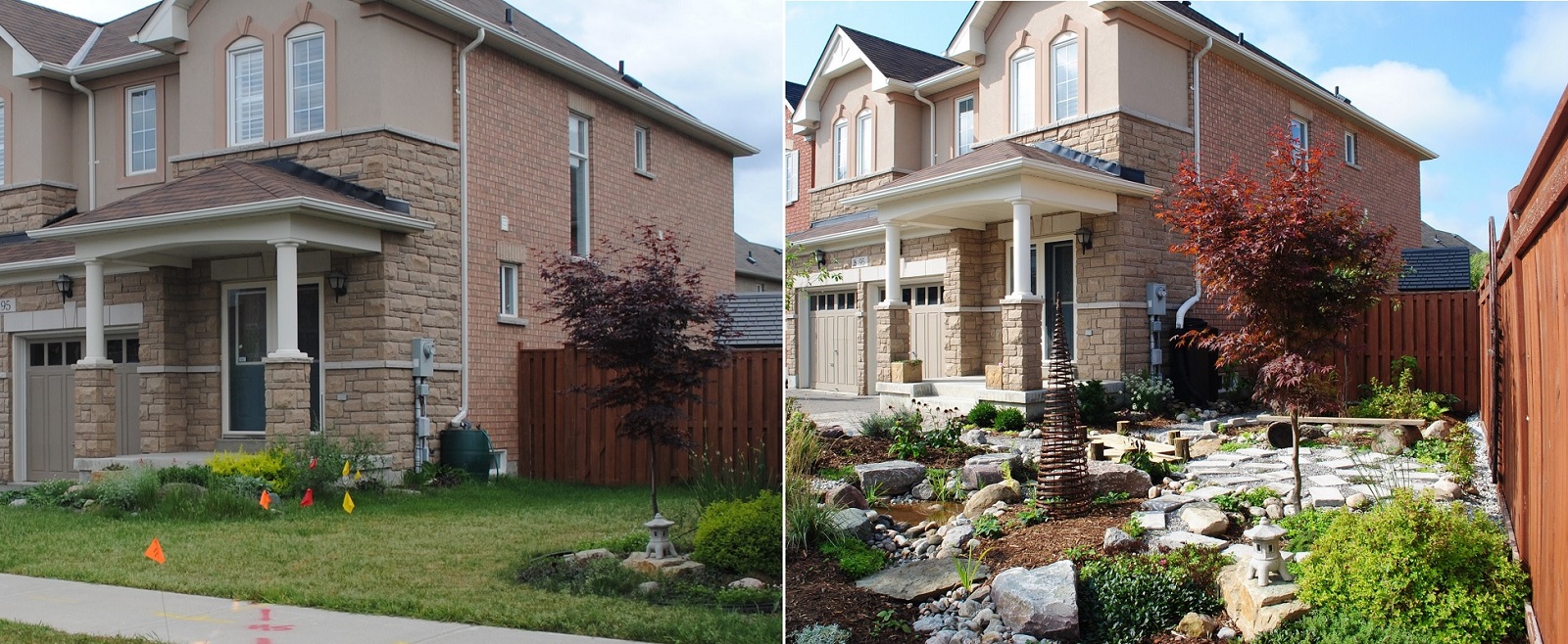 Front Yard Makeover at 95 Wheelwright Drive before and after
