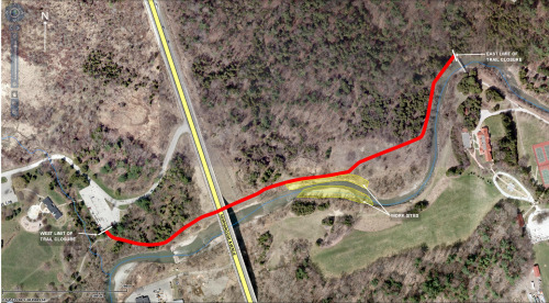 Map showing trail closure during construction.