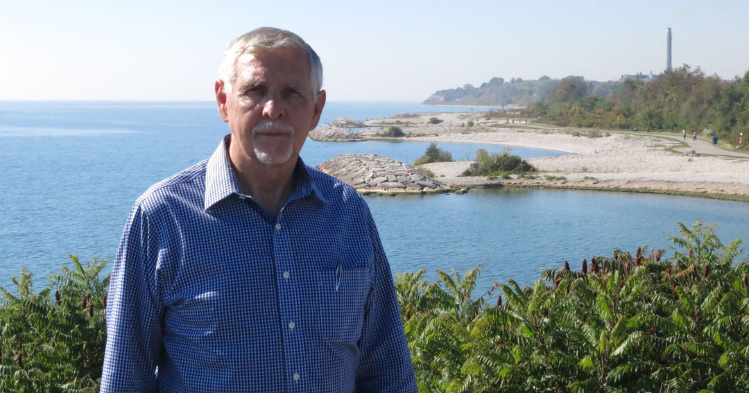 Toronto Councillor Ron Moeser stands on the Scarborough Bluffs