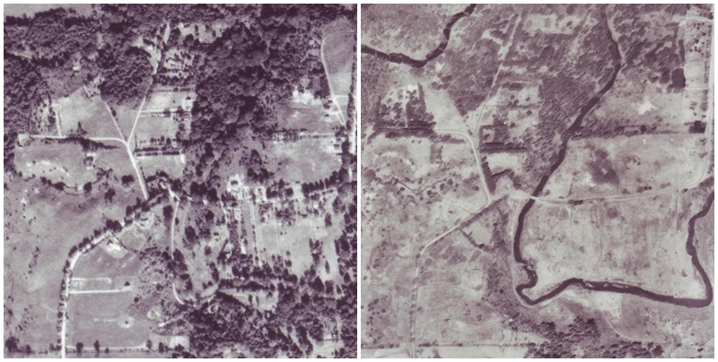aerial images of Humber Grove from 1954 and 1977