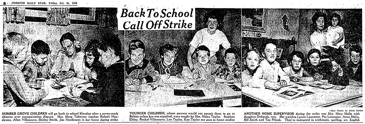 newspaper photographs of 1958 Humber Grove school strike