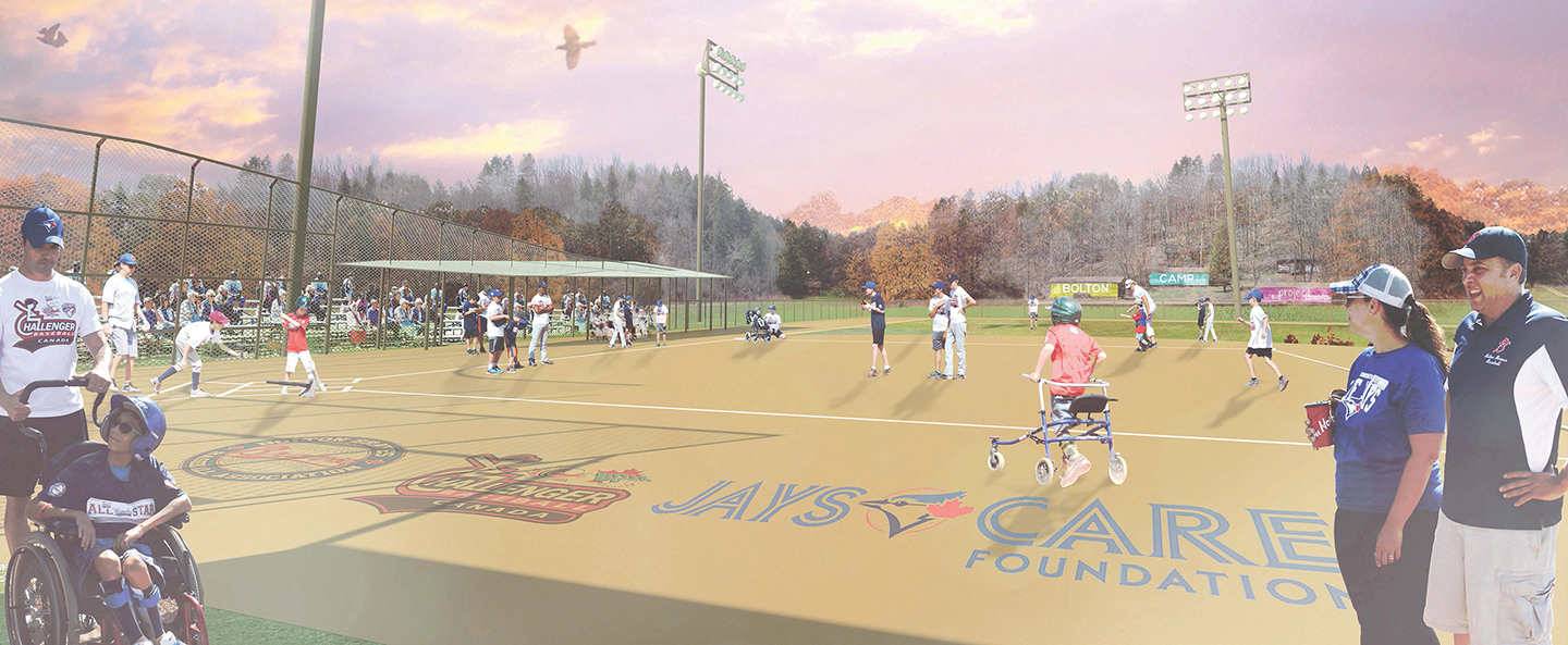architectural rendering of new baseball diamond at Bolton Camp