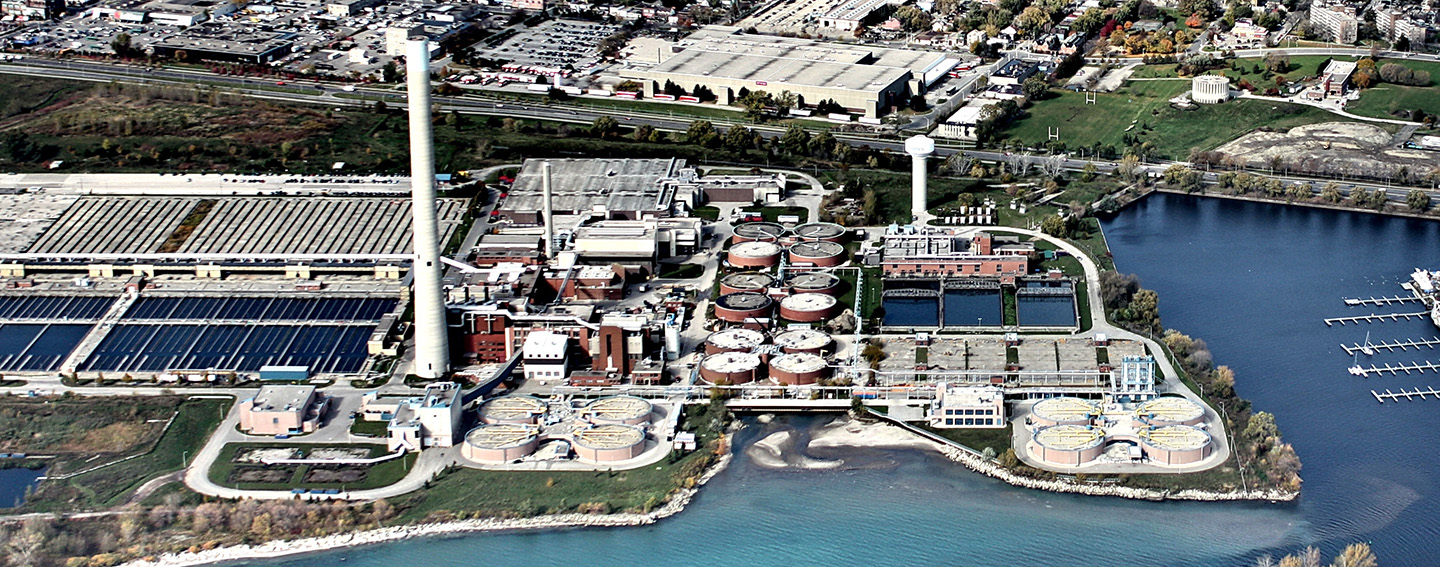 aerial view of Ashbridges Bay wastewater treatment plant
