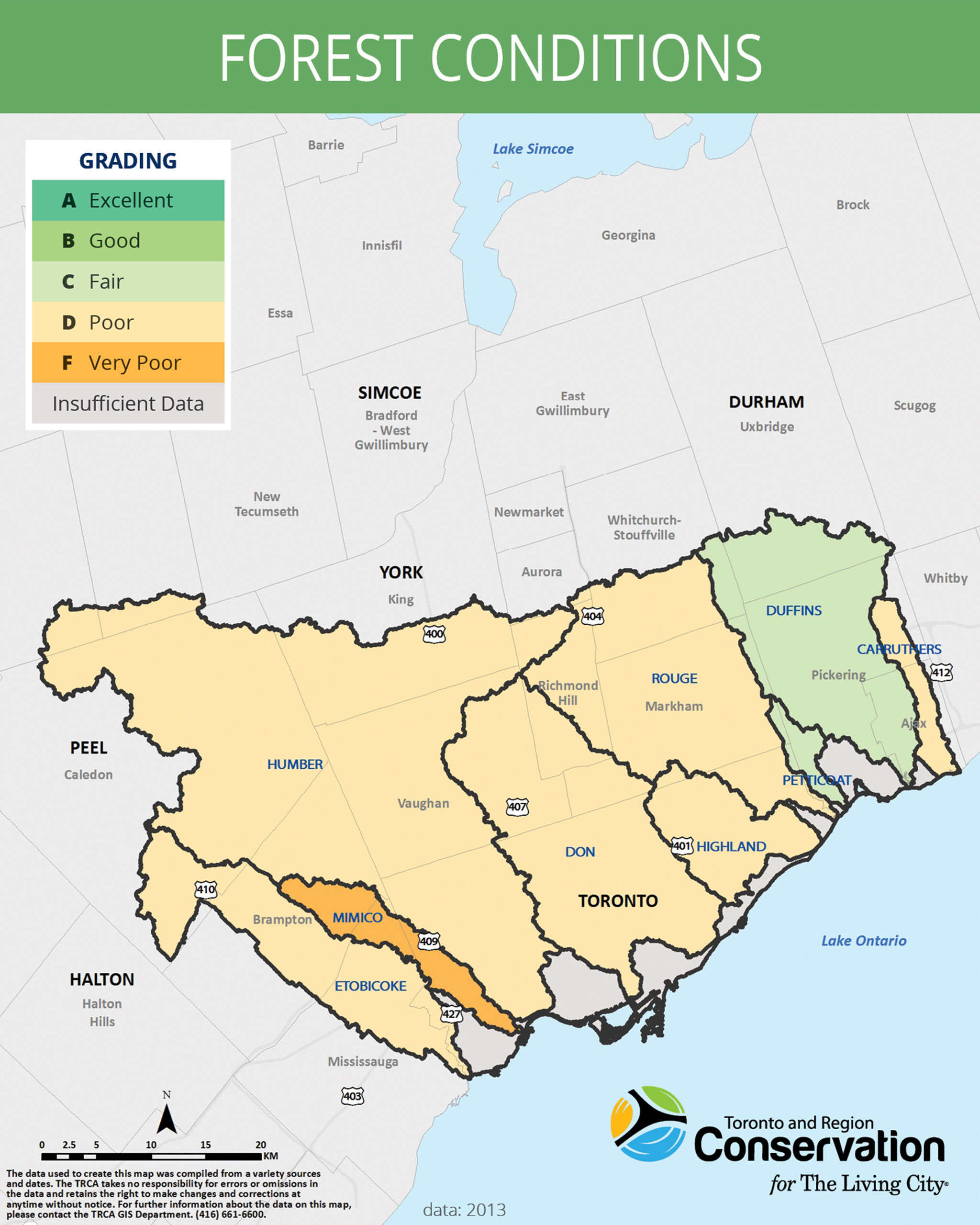 map of forest conditions in TRCA jurisdiction