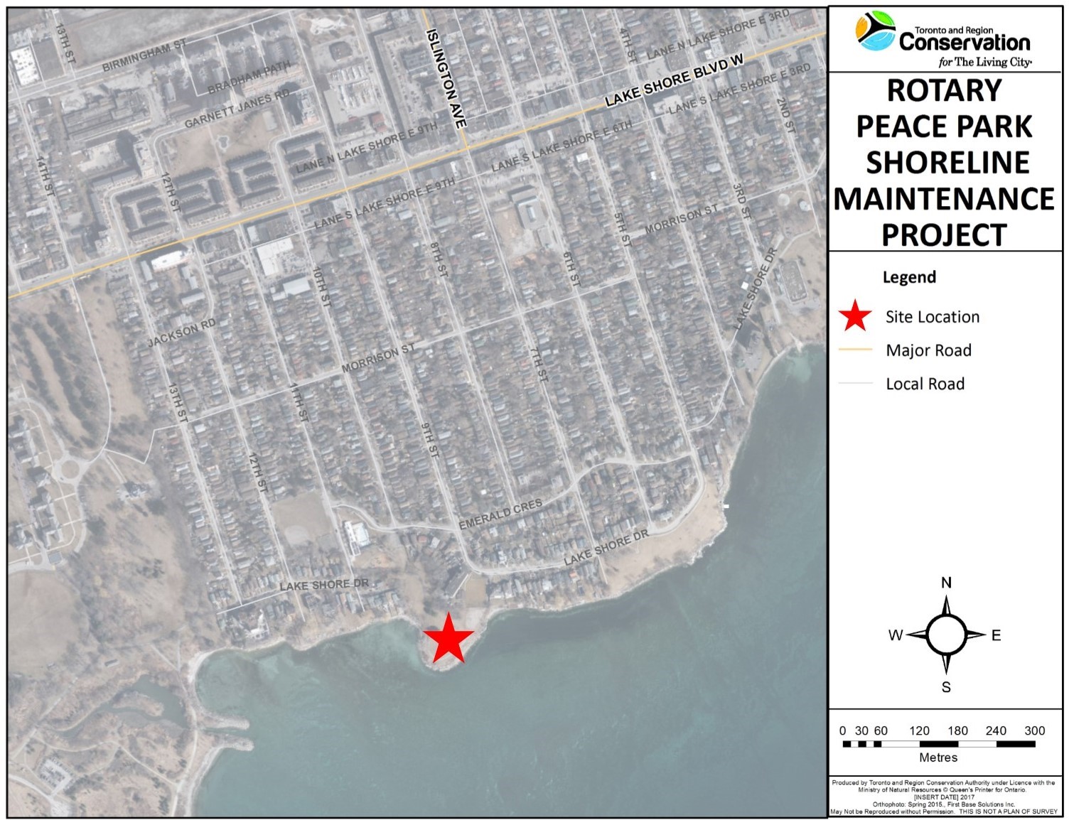 Location of Rotary Peace Park Shoreline Maintenance Project. Source: TRCA, 2018.