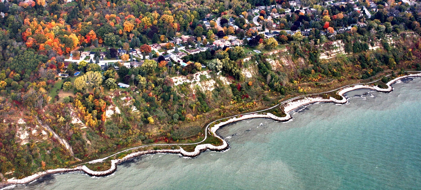 aerial view of Lake Ontario shoreline