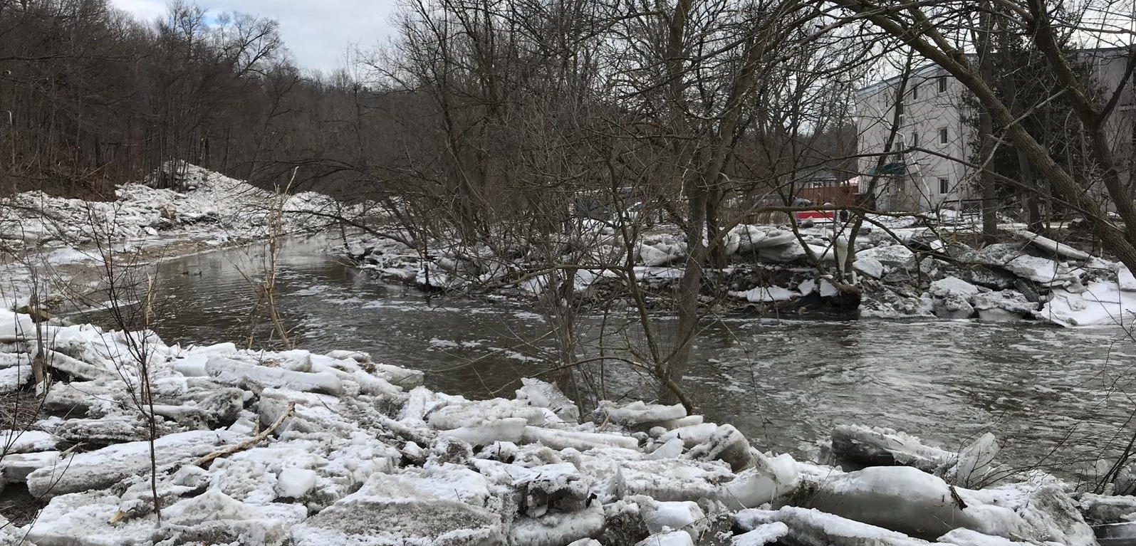 image after flood event in Bolton shows Humber River clear of ice
