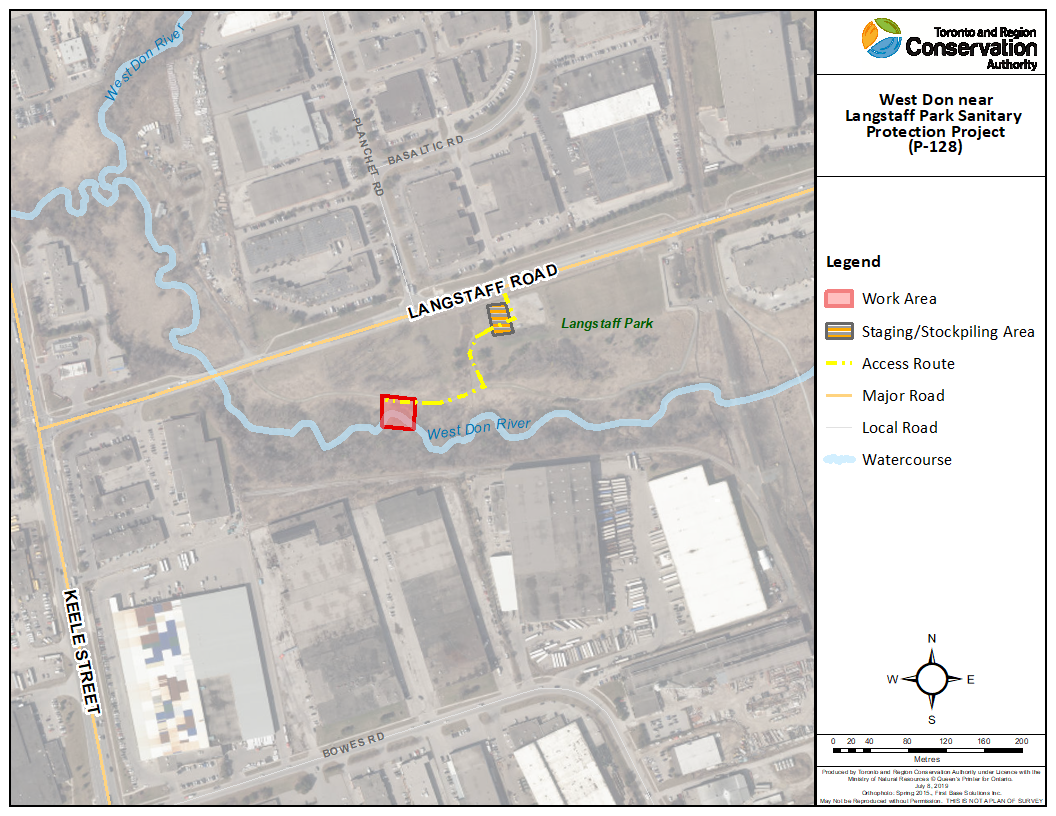 Map highlighting project area in relation to the closest main intersection of Langstaff Road and Keele Street.