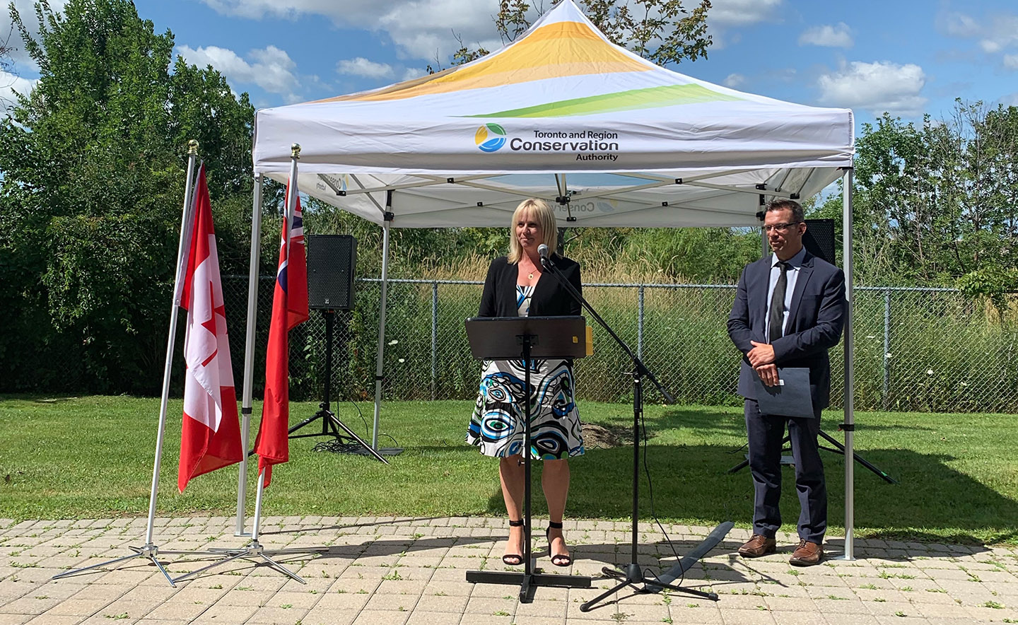 Jennifer Innis at announcement of natural resources Canada funding for TRCA mass timber office building