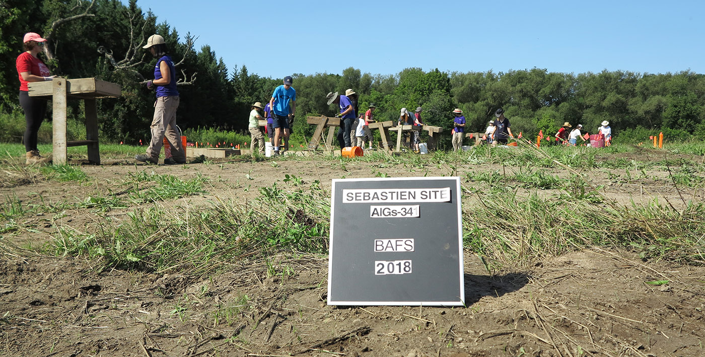 Boyd Field School students work on archaeological excavation at Sebastien site