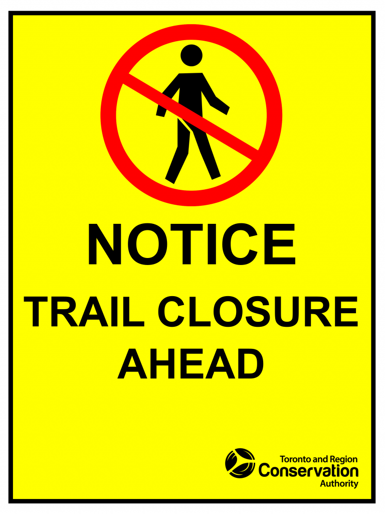 Notice of trail closure sign
