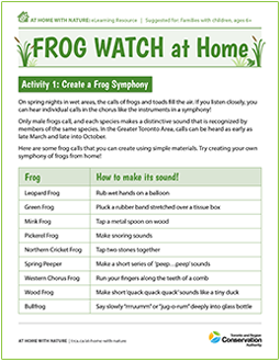 cover page of Frog Watch e-learning worksheet