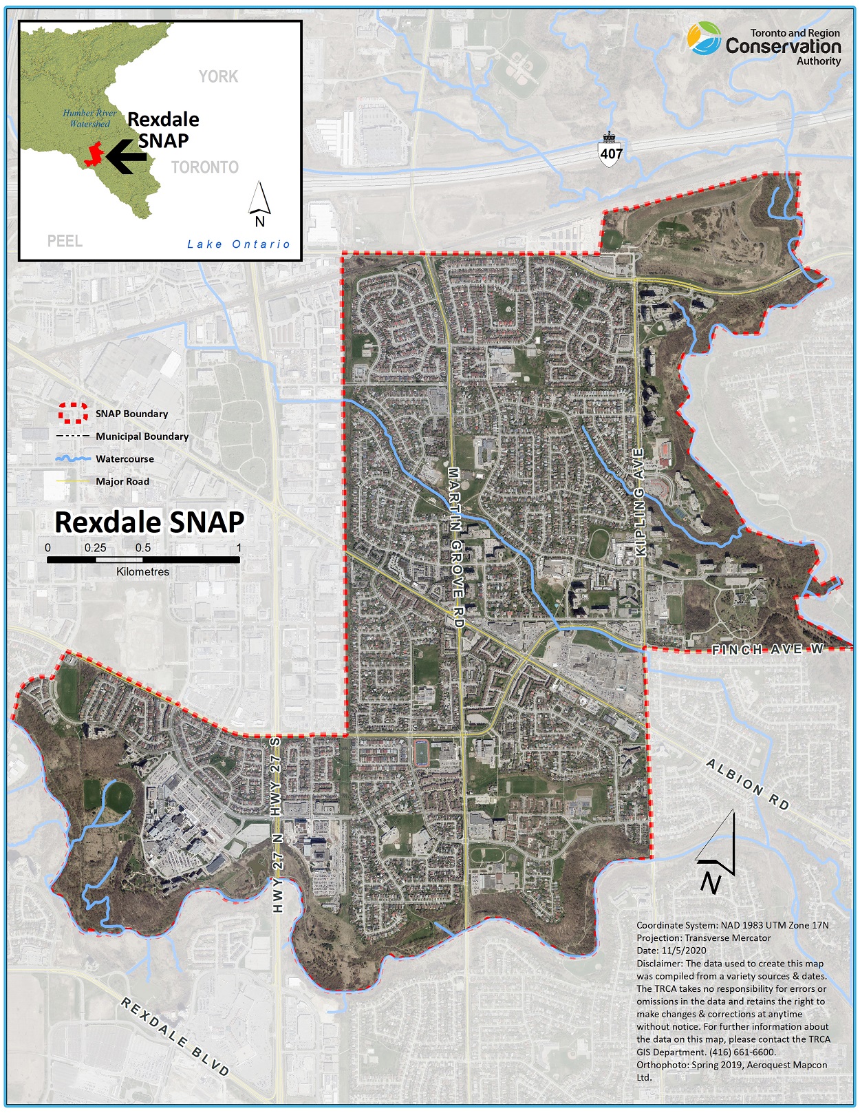 map of Rexdale SNAP area boundaries