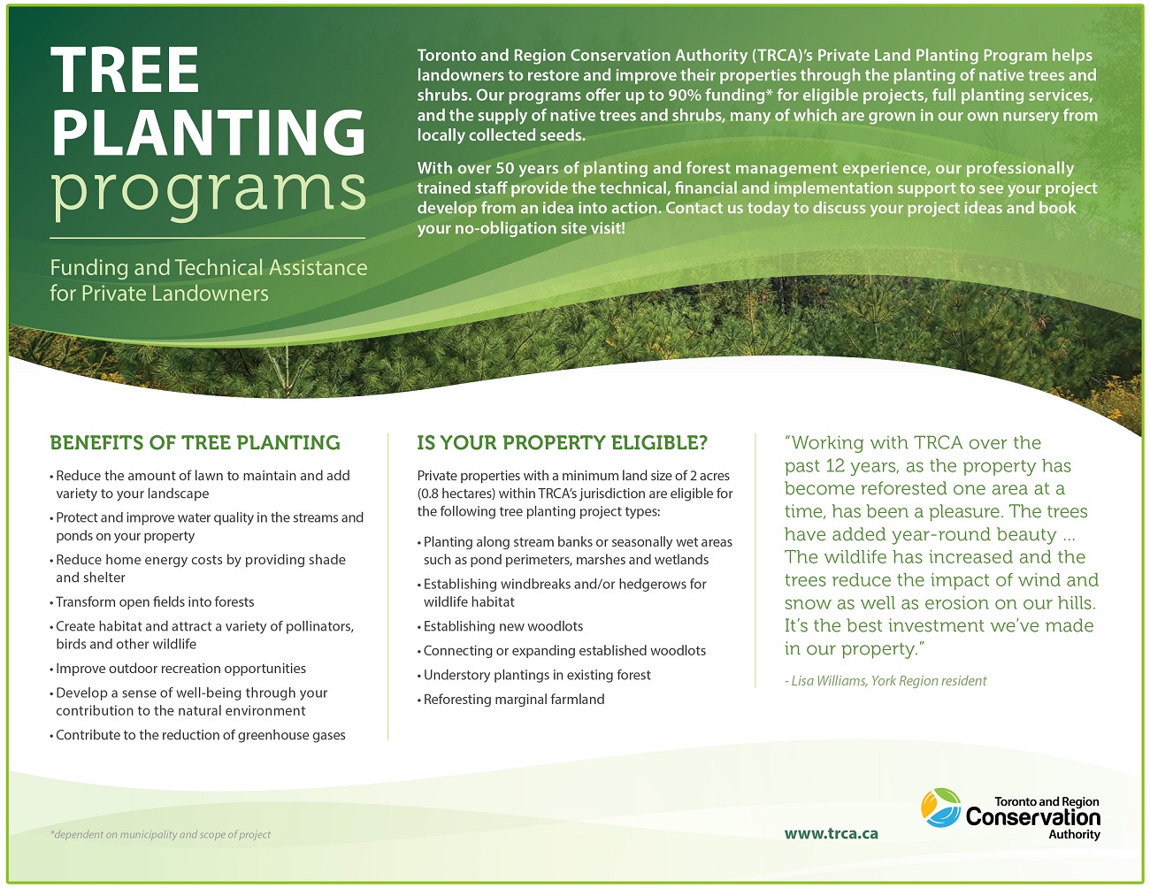 TRCA Private Land Tree Planting program flyer